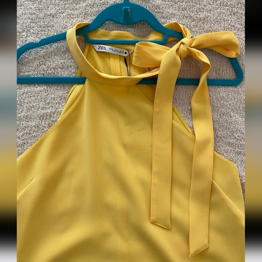 Zara Yellow Halter Top with Bow